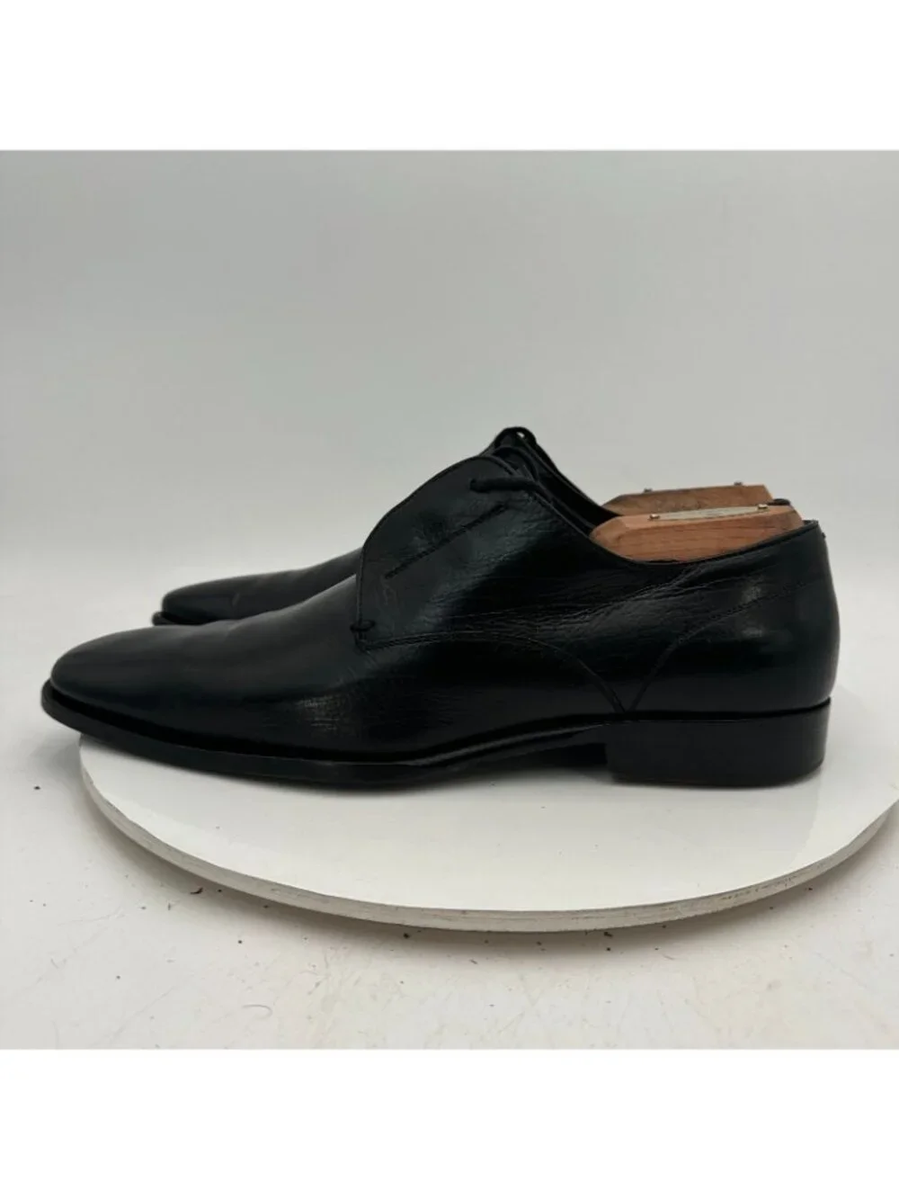 Gucci Men Size UK 8D US 8.5 Black Leather Plain Toe Derby Dress Shoes